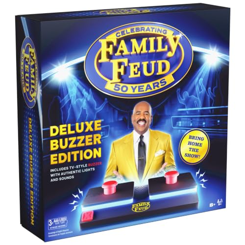 Spin Master Games Family Feud: Deluxe Buzzer Edition Board Game | Survey Says Fun, Guess The Most Popular Answers, Features Buzzer with Lights & Sounds, For 3 or More Players, Ages 8 & Up