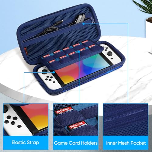 FINTIE Carrying Case for Nintendo Switch / Switch OLED Model (2021) | Shockproof, Hard Shell Protective Cover, Portable Travel Storage Bag, 10 Game Card Slots & Inner Pocket - color: starry sky