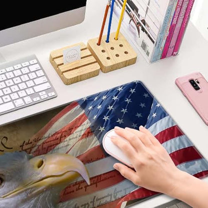 Large Mouse Pad, Desk Mat, Gaming Mouse Pad, Bald Eagle on American Flag Mouse Pad for Desk, Desk Pad for Keyboard Mice, Desk Mat for Desktop, Extended Long Mousepad Thin, 31.5 x 11.8 Inch - color: Bald Eagle on American Flag