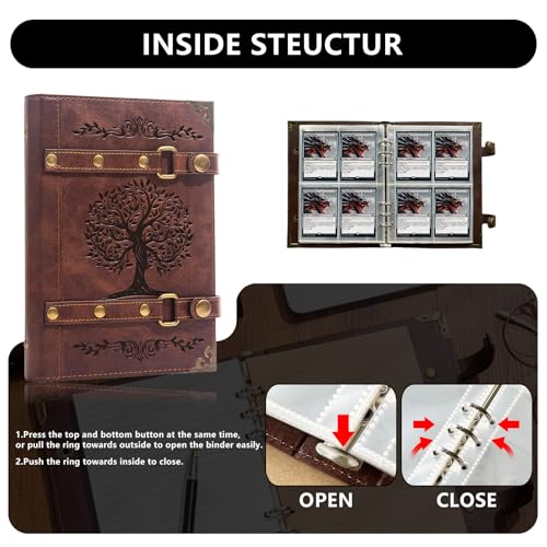 Trading Card Binder,4 Pockets 240 Cards Holder Collector Album | with 30 Removable Sleeves Compatible For Football Card TCG Game Sports Cards Card Holder Binder Magic The Gathering Card - color: x6-Tree of Life-Red