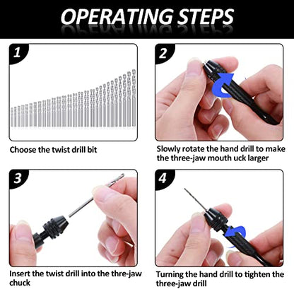 Mudder 57pcs Micro Drill Bits & Pin Vise Set, 46 Pcs Hand Twist Drills and 10 Pcs PCB Mini Cutting Bits for Resin, Beads, Polymer Clay, Craft, DIY Jewelry, Model Making Projects(Black) - color: Random Color Pcb Drill