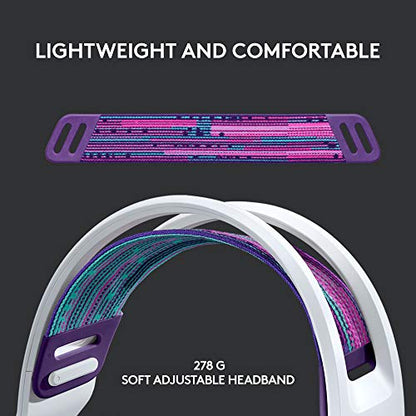 Logitech G733 Lightspeed Wireless Gaming Headset - White | Suspension headband, LIGHTSYNC RGB, Blue VO!CE mic technology, PRO-G audio drivers - color: White