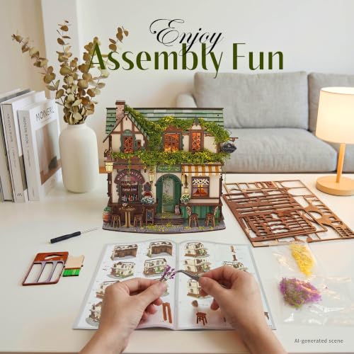 No Glue Needed DIY 3D Miniature House Kit for Adults | Beginner-Friendly,No Glue Snap-Fit Assembly,Atmospheric lighting,Step-by-Step Manual,Gift for for Family and Friends