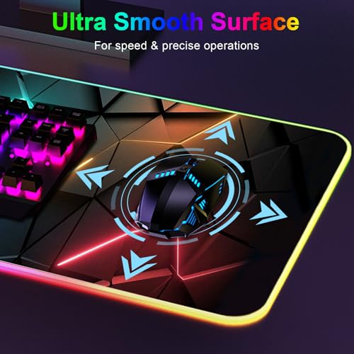 RGB Mouse Pad, Gaming Mousepad with 13 LED Light Modes | 31.5X11.8inch Large Mouse Mat, Gaming Mats for Desk with Non-Slip Rubber Base, Model-A - color: Black-c