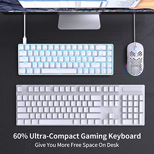 DIERYA T68SE 60% Gaming Mechanical Keyboard,Ultra Compact Mini 68 Key with Red Switches Wired Keyboard,Anti-Ghosting Keys, for Windows Laptops and PC Gamers,White - color: White/Red Switch, size: Wired