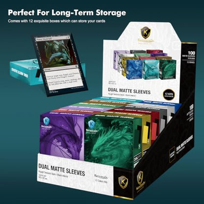 Glacier Blue Dual Matte Card Sleeves, Katomula Card Sleeves for MTG, Standard Card Sleeve for PKM, Flesh & Blood - color: Glacier Blue