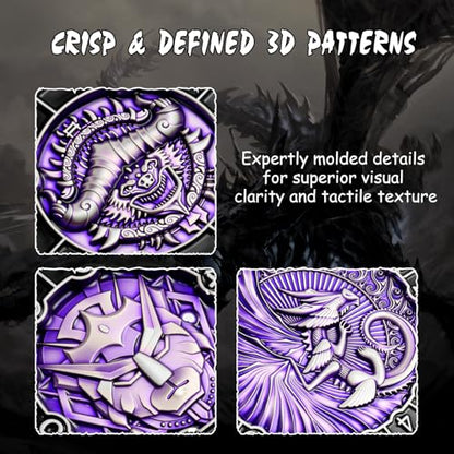 DNDND Unique Spinner DND Dice, 8-in-1 Hexagonal Metal DND Dice with Dual D20 Monster Themed Dice Set for DND Dungeons and Dragons, Dungeon Masters with Collectible Gift Tin (Silver with Purple) - color: Silver Purple