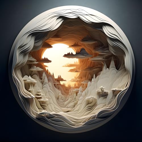 Bgraamiens- Hard Puzzles for Adults -3D Visual Dawn Inside a Cave - 1000 Pieces Round Puzzle for Adults, Unique Impossible Difficult Hard Challenging Jigsaw Puzzles 1000 Pieces