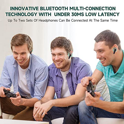 Gaming Earbuds, AlienBuds【2023 Launched】, Wireless Gaming Earbuds for PC, PS4, PS5 and Switch with USB Dongle, Multi-Point Connection with 30ms Low Latency (Two Bundle)