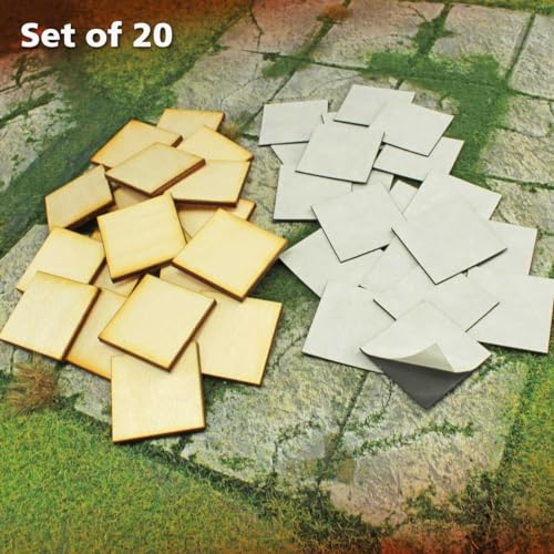 LITKO 30mm Square Ready-Base Kit | Compatible w/Old World | Base + Magnet | Twenty 3mm plywood bases + magnets | Magnetize minis for storage & steel trays | Infantry - style: 30mm Square