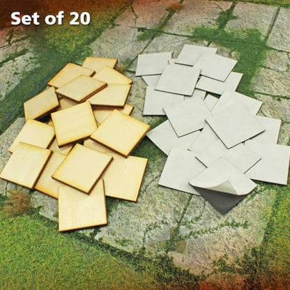 LITKO 30mm Square Ready-Base Kit | Compatible w/Old World | Base + Magnet | Twenty 3mm plywood bases + magnets | Magnetize minis for storage & steel trays | Infantry - style: 30mm Square