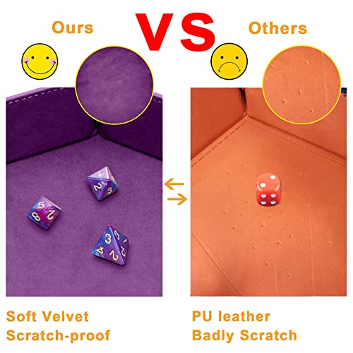 SIQUK 6 Pieces Dice Tray Hexagon Dice Rolling Holder Folding PU Leather Dice Trays for Dice Games Like RPG, DND and Other Table Games(Cyan, Black, Violet, Pink, Camel, Sky Blue) - color: Cyan, Black, Violet, Pink, Camel, Sky Blue