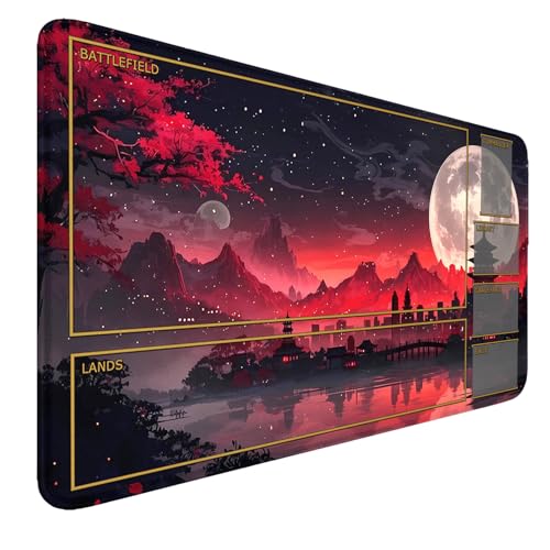 MTG Playmat Stitched Edges, MTG Play Mat for MTG TCG 24 x 14 inches Trading Card Inked Game Playmats with Storage Bag Smooth Rubber Surface Battle Game (Playmat 3) - color: Playmat 3 Stitched Edges Mats