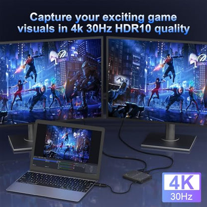 4K Video Capture Card, Stream and Record in 4K30 HDR10,1080P120 with Ultra-Low Latency on Switch/OLED, Steam Deck,Camera in OBS and More