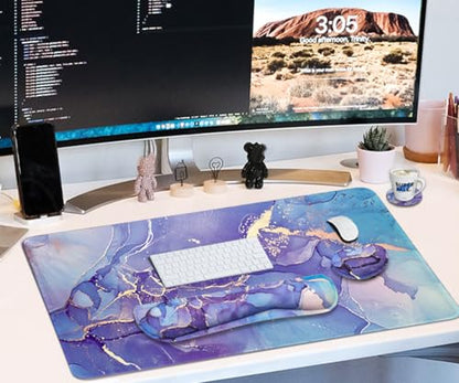 4-in-1 Large Mouse Pad, Keyboard Wrist Rest Pad & Wrist Support Mousepad Set, Extended Desk Pad Waterproof Desk Mat for Home Office Study Game - color: xin