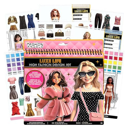 Fashion Angels Luxe Life High Fashion Design Set | Includes 500+ Stickers, Style Boards, Garments & More, Creative Fashion Design Kit for Kids Ages 6+ - style: Luxe Life