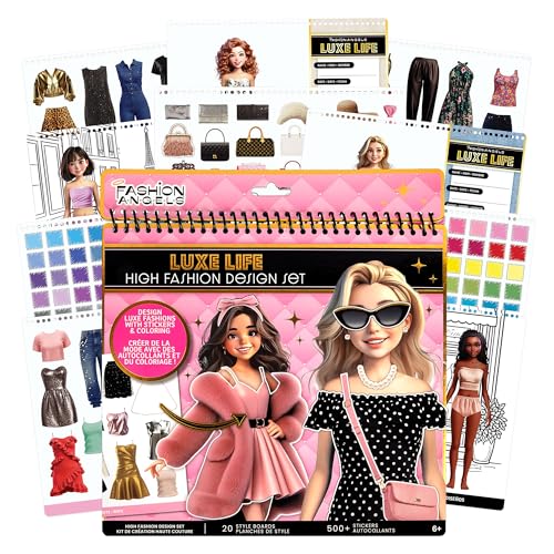 Fashion Angels Luxe Life High Fashion Design Set | Includes 500+ Stickers, Style Boards, Garments & More, Creative Fashion Design Kit for Kids Ages 6+ - style: Luxe Life