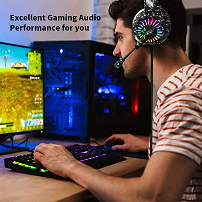 ZIUMIER Wired Camo Gaming Headset for PC, PS5, PS4, Xbox Series X|S | Noise Canceling Microphone, LED RGB Light, 50mm Driver, 3.5mm Audio Jack, Soft Memory Foam, Multi-Platform Headphones - color: Camouflage