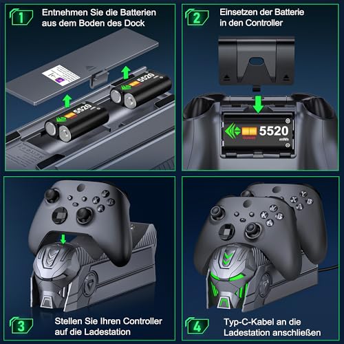 CYOYPPY Upgraded Controller Charger Station Compatible with Xbox One/Xbox Series X|S Controller with Rechargeable Battery Packs (Grey) Xbox 360 Batterie - style: Duo Charger Grey