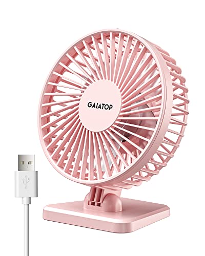 Gaiatop USB Desk Fan, Small But Powerful, Personal Portable Quiet 3 Speeds, Adjustable Mini Table Desktop fan for Cooling Home Office Car Summer Travel Gifts Pink - color: Pink