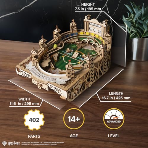 UGEARS Harry Potter Quidditch Pinball Machine - 3D Wooden Puzzles for Adults to Build, Mechanical Wooden Model Kits, Wood Brain Teaser Puzzles, Harry Potter 3D Puzzle Pinball Game for Fathers Day - style: Quidditch Pinball