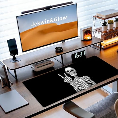 Large Gaming Mouse Pad, Human Skeleton Big Mousepad, XL Extended Desk Mat Non-Slip Rubber Base, Stitched Edges Computer Keyboard Mat for Office, 31.5x11.8in, Black and White Skull - color: Skeleton
