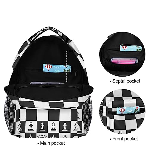 Black White Chess Board Backpack Plaid Bookbag Daypack Travel Hiking Camping School Laptop Bag - color: Multi Pattern 5