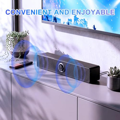 HOMSFOU Sound Bar System 2.0 Stereo Desktop Speaker for Tv Pc Mobile Devices Compact Home Soundbar with Clear Audio Easy Setup and Portable Design 12.40X2.20X2.20In