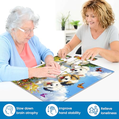6 Packs 16 Large Piece Puzzle for Seniors Puzzle Dementia Alzheimer's Products Activities for Seniors Elderly Adult Dog Cat Turtle Easy Jigsaw Puzzle Alzheimers Memory Games with 6 Storage Bags - style: 16 Large Pieces