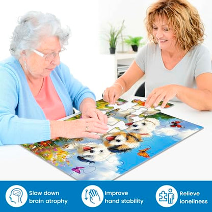 6 Packs 16 Large Piece Puzzle for Seniors Puzzle Dementia Alzheimer's Products Activities for Seniors Elderly Adult Dog Cat Turtle Easy Jigsaw Puzzle Alzheimers Memory Games with 6 Storage Bags - style: 16 Large Pieces