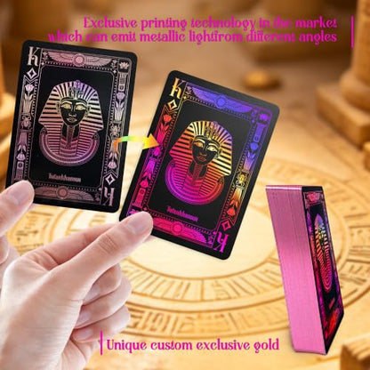 WJPC Black Rose Gold Foil Edge Ancient Egyptian Elements Playing Cards, Poker Cards,Deck of Cards for Game Party Gift (Black Rose Gold) - color: Black Rose Gold