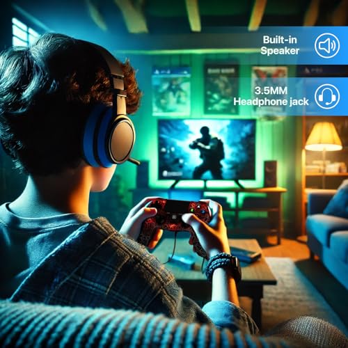 Wireless Controller for PS4, Black Crack Custom Design, Adjustable RGB Light,1000mAh Battery, Double Vibration, 6-Axis, Built-in Speaker & 3.5mm Headphone Jack, Gamepad Compatible with PlayStation 4 - color: Black