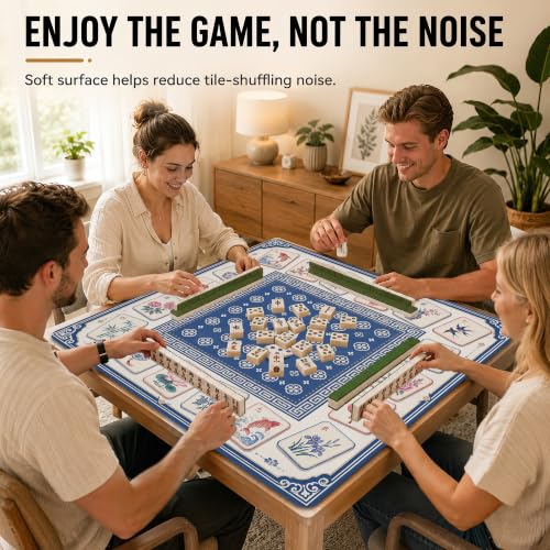 Dice Board Mahjong Mat for Table 31.5''x31.5'', Non-Slip Noise Reduction Mah Jongg Mats with Carrying Bag for American Mahjong, Poker, Board Games, Card Games & Dominoes - color: Dice Mahjong Board