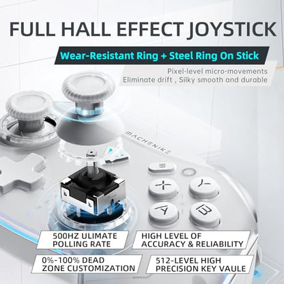 Machenike G5Pro Wireless Gaming Controller for Windows PC,Switch,IOS,Android,PC Controller Hall Effect Joystick/Triggers/Gyroscope,RGB Lights, Dark Gray - color: Dark Gray