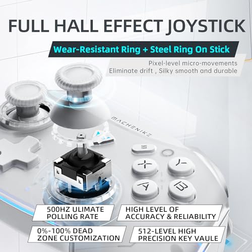 Machenike G5Pro Wireless Gaming Controller for Windows PC,Switch,IOS,Android,PC Controller Hall Effect Joystick/Triggers/Gyroscope,RGB Lights, Dark Gray - color: Dark Gray