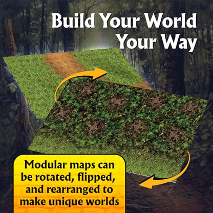 Arcknight The Wild Outdoors Roleplaying Battlemaps; 16 Modular RPG Maps in 8 Double-Sided Pages, 1" Square Grid, Modular & Versatile Design for Tabletop Gaming - for Dungeons & Dragons, Pathfinder - style: Wild Outdoors
