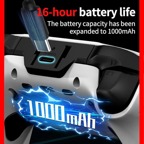 Wireless Controller for PS5, Compatible with PlayStation 5 /PS5 Pro/Slim/PC, with Hall Effect Joysticks, Back Paddles & Macro, Bluetooth 5.0, Turbo, Dual Vibration, 6-Axis Gyro, RGB Ring, 1000mAh, 3.5mm Audio Jack, PS5 Pro Controller Gamepad with Speaker