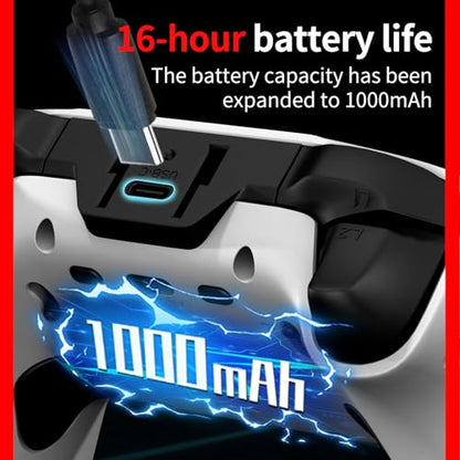 Wireless Controller for PS5, Compatible with PlayStation 5 /PS5 Pro/Slim/PC, with Hall Effect Joysticks, Back Paddles & Macro, Bluetooth 5.0, Turbo, Dual Vibration, 6-Axis Gyro, RGB Ring, 1000mAh, 3.5mm Audio Jack, PS5 Pro Controller Gamepad with Speaker