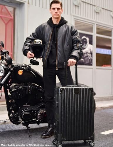20" Zipperless Hardside Carry On Luggage with Aluminum Frame, Black | 22x14x9 Airline Approved, PC Hard Shell Suitcase, TSA Lock, 360° Spinner Wheels, Lightweight Carryon for Travel - color: Black