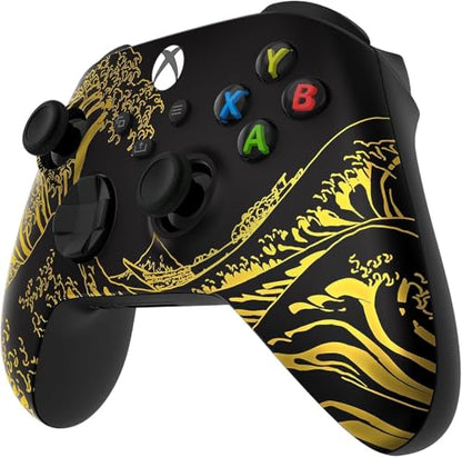 Custom Controllerzz Wireless Controller for Microsoft Xbox Series X/S & Xbox One - Soft Touch Feel - Custom Series X/S Controller (X/S Golden Waves) - color: X/S Golden Waves