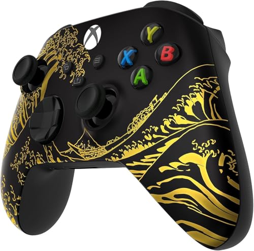 Custom Controllerzz Wireless Controller for Microsoft Xbox Series X/S & Xbox One - Soft Touch Feel - Custom Series X/S Controller (X/S Golden Waves) - color: X/S Golden Waves