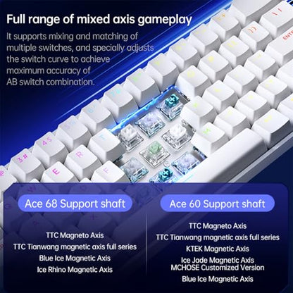 MCHOSE ACE 68 Magnetic Switch RGB Gaming Keyboard,60% Hall Effect Rapid Trigger Adjustable Actuation Hot Swappable Wired Mechanical Keyboard 8K Hz Polling Rate for PC/Mac Gamer (White) - color: White-Blue Ice Magnetic Switch