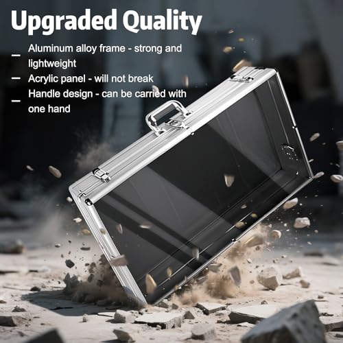 Silver Trade Show Display Case Large Aluminum Locking Tabletop Showcase | 34"x22" Aluminum Show Card Display Case