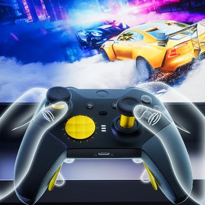 14-in-1 Controller Accessories Kit Compatible with Xbox Elite Series 2, 6 Premium Metal Thumbsticks, Swap Joysticks, 4 Interchangeable Paddles, 2 D-Pads, 1 Tool & 1 Storage Bag (Bright Gold) - color: Bright Gold