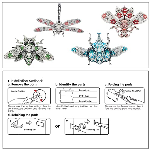 Piececool 3D Puzzles for Adults, 6pcs/Lots Insect Themed Brooches Metal Models Building Kits, Interesting Assembling Crafts Set with Tools for Beginners, Great Gifts - color: 6pcsperlot