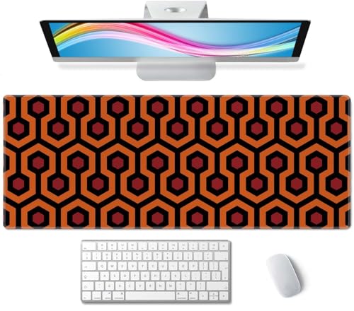 The Shining Carpet Style Desk Mat Orange Black Large Extended Mouse Pad XL Desk Pad Gaming Mousepad Keyboard Mouse Mat for Computer Laptop 31.5''X11.8'' Non-Slip Rubber Base with Stitched Edges - color: The Shining Carpet Style