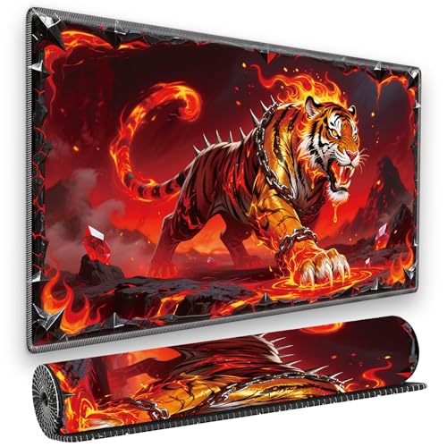 for MTG Playmat, for TCG Play Mat, 24 x 14 inches, Magic Game Card Mat Commander Playmat,Trading Card Inked Game Mat,Battle Game Rubber Non-Slip Mat - Tiger - color: Tiger