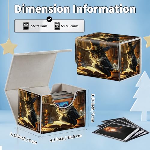 for MTG Commander Deck Box,Card Deck Box for Trading Yugioh MTG,Fits 100 Double Sleeved Cards,PU Leather Strong Magnet Case for Magic Commander TCG CCG,Captain Cat - color: Captain Cat