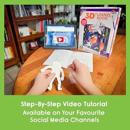 EyeConnect Crafts Pond 3D Tunnel Book – Hands-on Stationery Craft Kit | Build, paint, create a unique pop-in book with 12 posable animals! Screen-free STEAM activity, gift. No tools/glue needed, 8+ - color: Pond, size: Delux