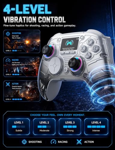 AOC Interactive Screen PC Controller — Wireless Controller Compatible with PC/Switch/Switch 2/iOS/Android, Hall Effect Joystick & Triggers, RGB Lighting, Adjustable Vibration/Turbo, 1000mAh Battery(Matte White) - color: White